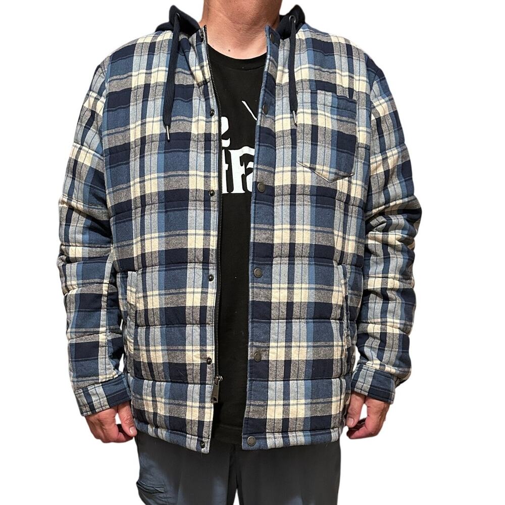 Levi's Jacket Men's XL Plaid Full Zip Hood Quilt Lined